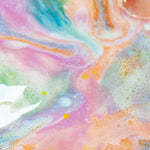 Colourful abstract art with pastel shades of pink, blue, green, and orange.