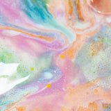 Colourful abstract art with pastel shades of pink, blue, green, and orange.