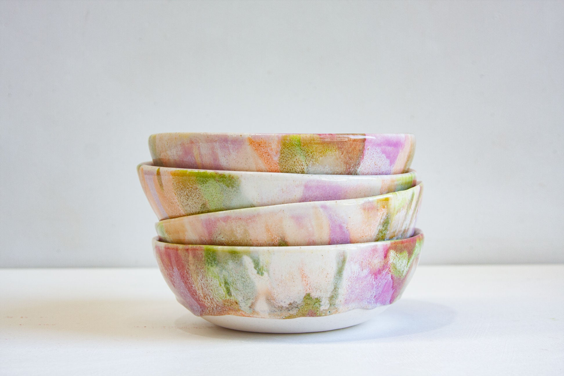stack of handmade ceramic pasta bowls
