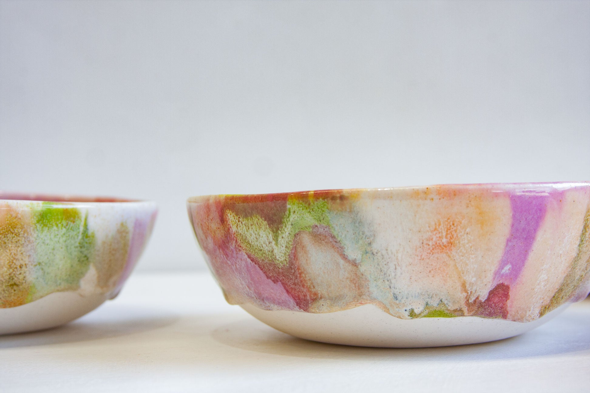 side view of handmade ceramic pasta bowl 