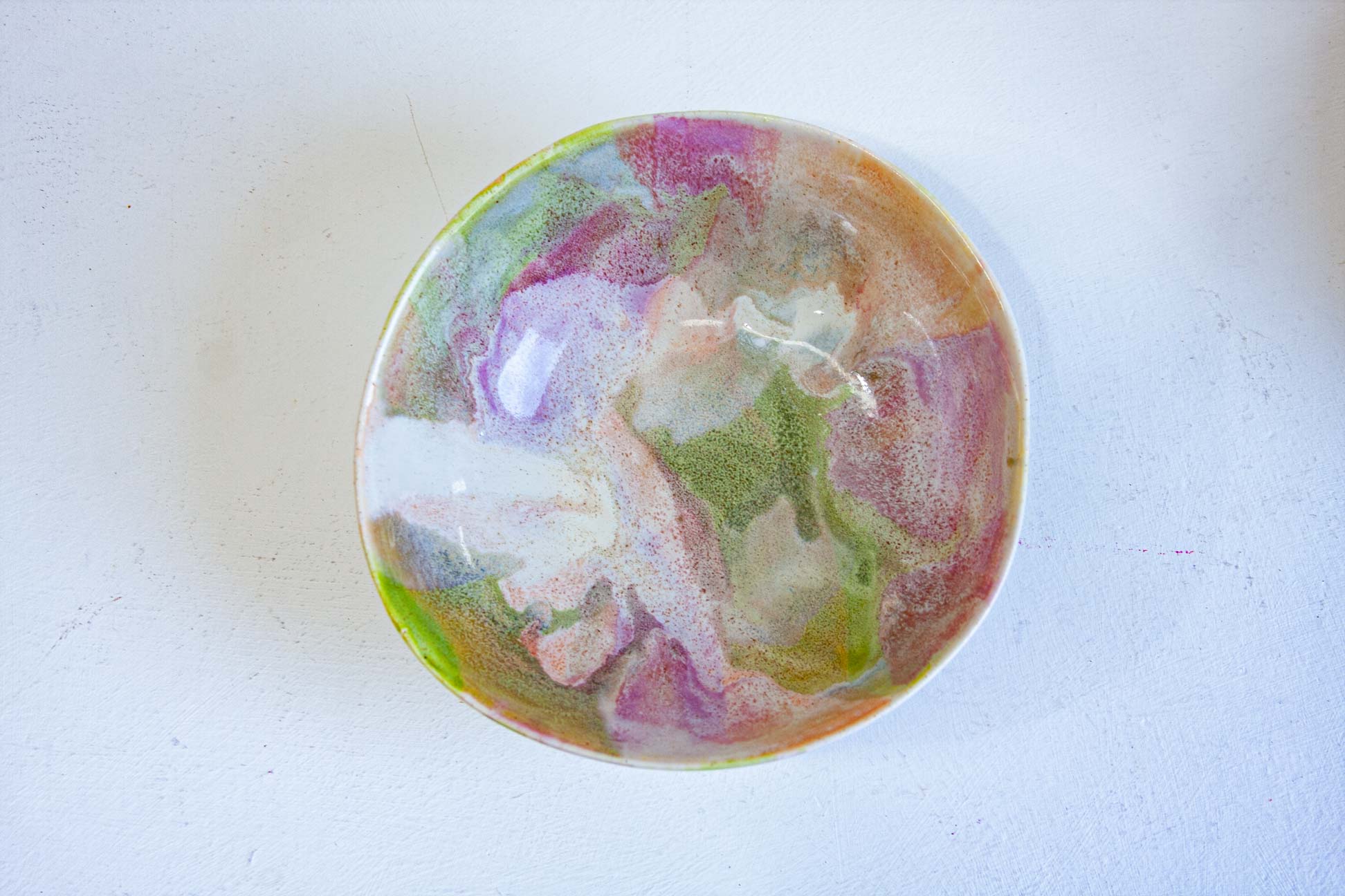 birdseye view of handmade ceramic pasta bowl