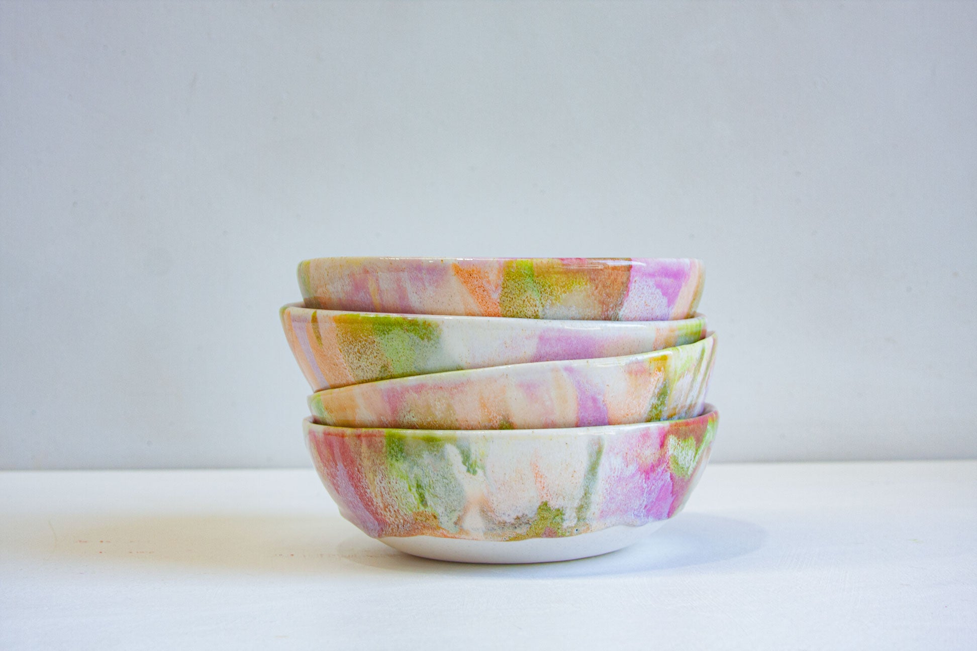 handmade ceramic pastel glazed bowls