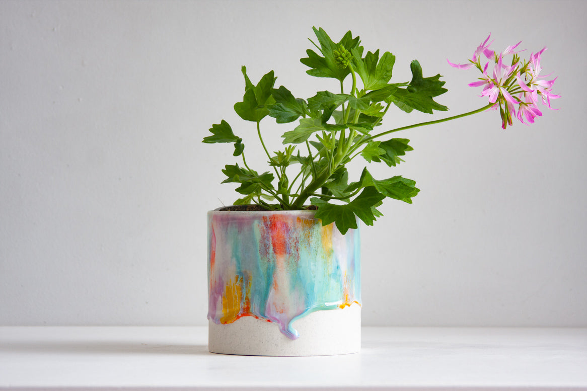 handmade ceramic multicoloured planter