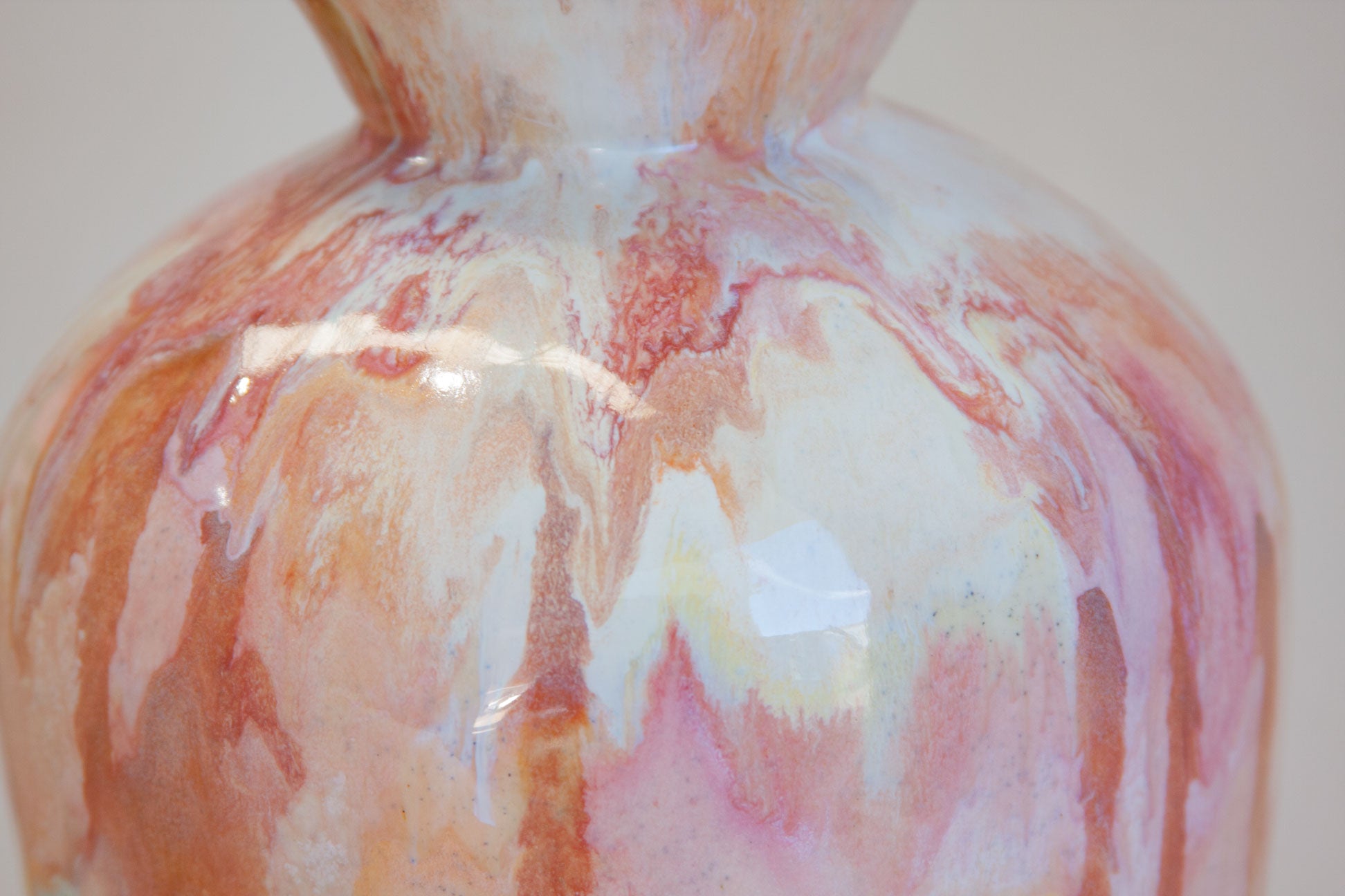 close up handmade ceramic earthy vase.