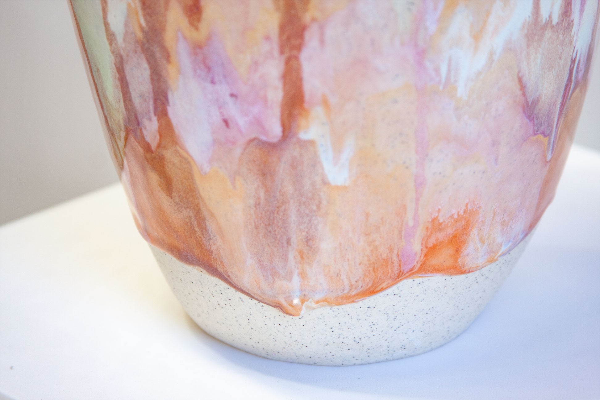 close up of the bottom of a handmade ceramic sculptural vase.