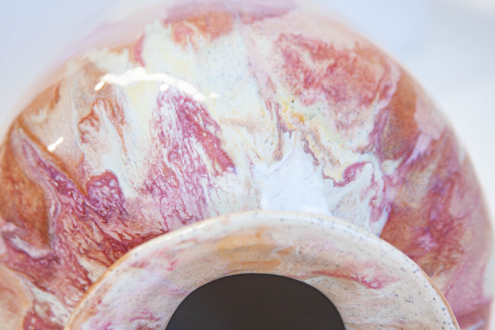 close up of handmade ceramic sculptural large vase.