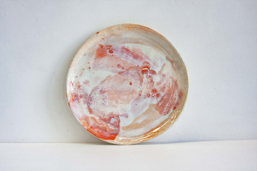 handmade ceramic peach, pink cream platter