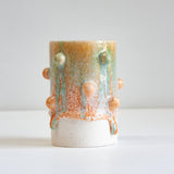 Handmade Ceramic Small Bauble Vase - Peach & Seafoam