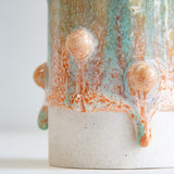 Handmade Ceramic Small Bauble Vase - Peach & Seafoam