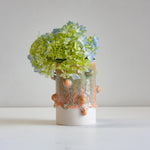 handmade ceramic green and peach bauble cylinder vase