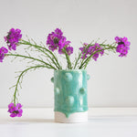 handmade ceramic green bauble cylinder vase