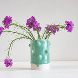 handmade ceramic green bauble cylinder vase