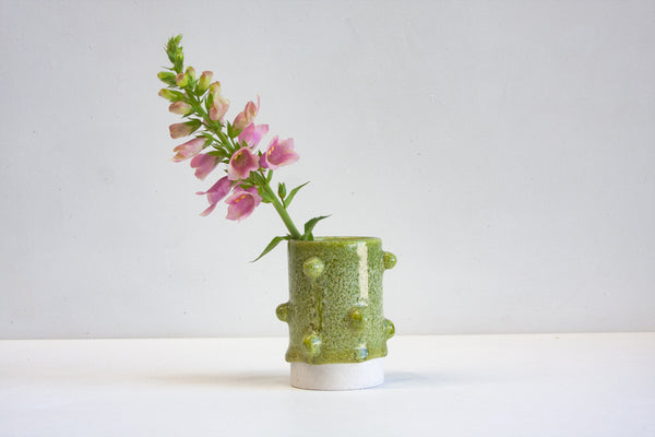 handmade ceramic green bauble vase