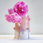 Handmade ceramic peach and purple cylinder vase