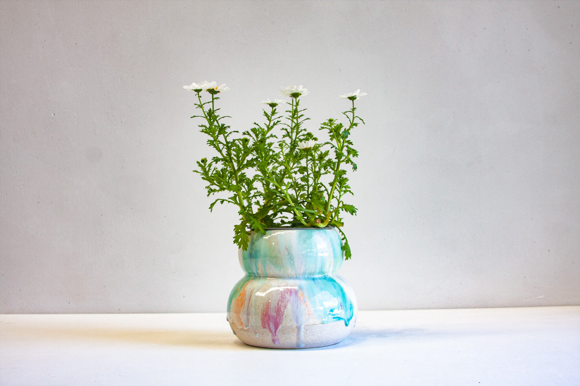 handmade ceramic pastel sculptural planter
