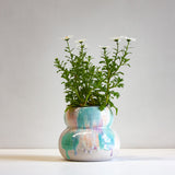 Handmade Ceramic Smoosh Planter - Pastel Tones