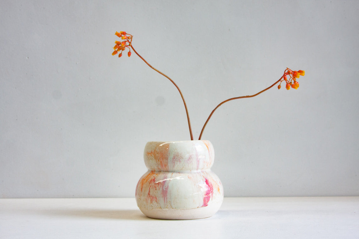 handmade ceramic sculptural pink planter