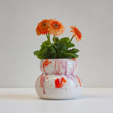handmade red, pink sculptural planter