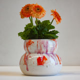 Handmade Ceramic Smoosh Planter - Red, Orange, Pink