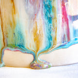 zoomed in photo of a glaze drip detail on handmade ceramic table lamp
