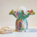 Handmade ceramic table lamp with electrical cord