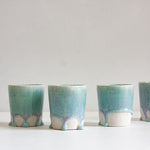 handmade ceramic blue and purple tumbler cup
