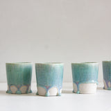 handmade ceramic blue and purple tumbler cup