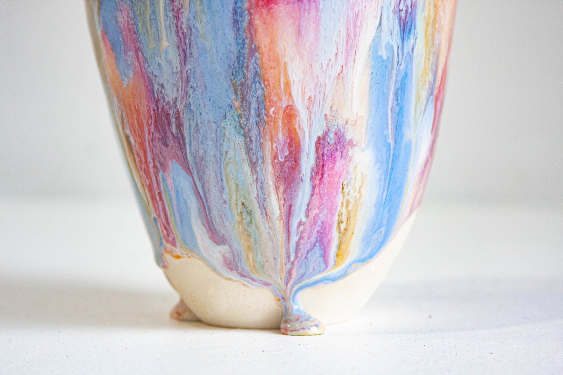 glaze detail on handmade ceramic vase