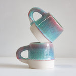 handmade ceramic large pink and blue mug