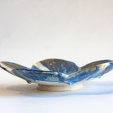 Seconds Sale Handmade Ceramic Footed Petal Bowl - Deep Sea