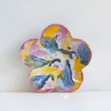 Seconds Sale Handmade Ceramic Footed Petal Bowl - Pink, Yellow & Blue