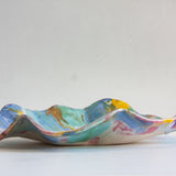 handmade ceramic sculptural rainbow platter