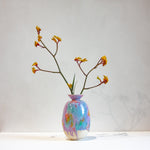 handmade ceramic sculptural rainbow coloured vase