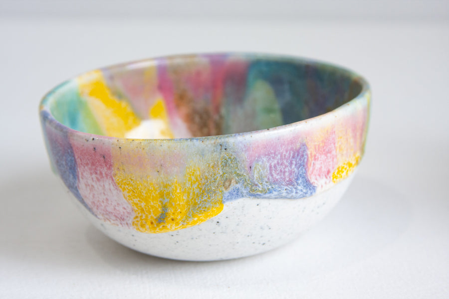 Seconds Sale Handmade Ceramic Small Breakfast Bowl - Rainbow