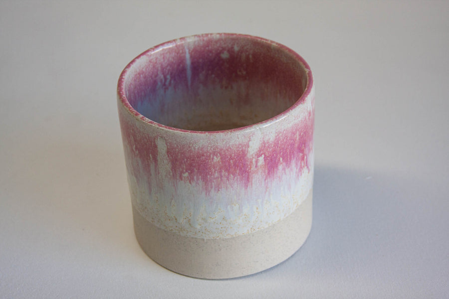 Handmade Ceramic Planter - Pink & White