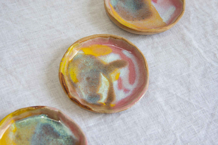 Handmade Ceramic Mini Plate - Rainbow Paddlepop