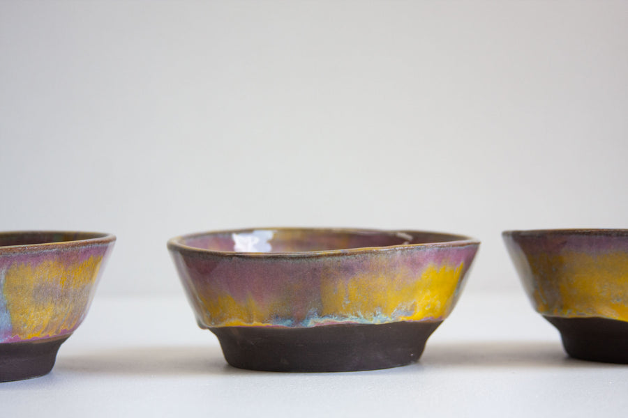 Seconds Sale Handmade Ceramic Black Clay Bowl - Rainbow Paddlepop